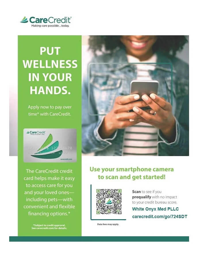 Image promoting CareCredit, emphasizing accessible wellness solutions at your fingertips for better health management.