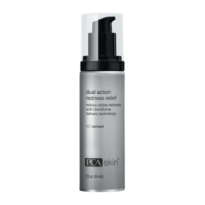 A bottle of Pra Skincare dual action hydrating serum, showcasing its sleek design and hydrating properties for healthy skin.