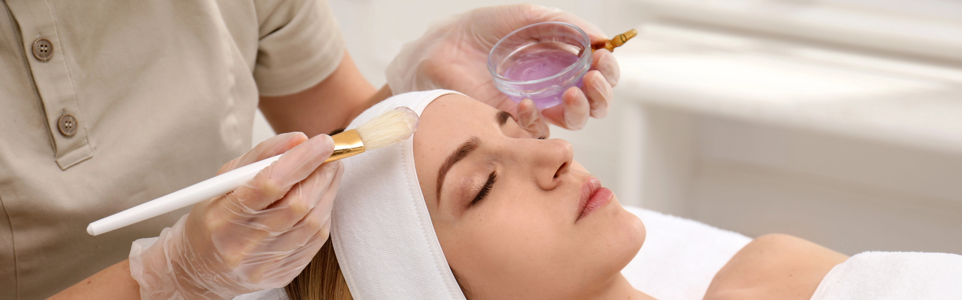 A beautiful woman is having a Chemical Peel Procedure at White Onyx Functional & Aesthetic Medicine
